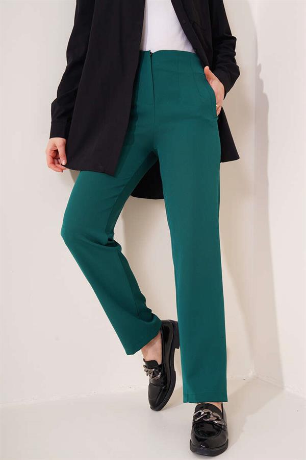 Iron Striped Skinny Leg Trousers Emerald