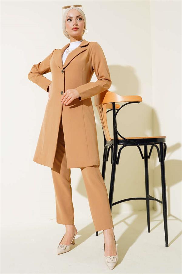 Long Jacket 2 Piece Set Latte