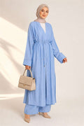 2 Piece Set with Long Cardigan, Baby Blue