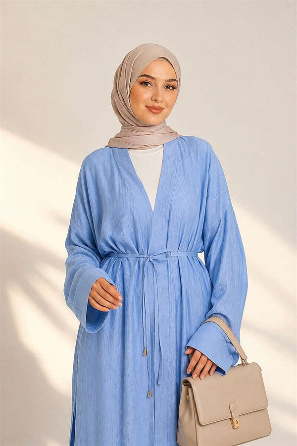 2 Piece Set with Long Cardigan, Baby Blue