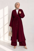 2 Piece Set with Long Cardigan in Burgundy