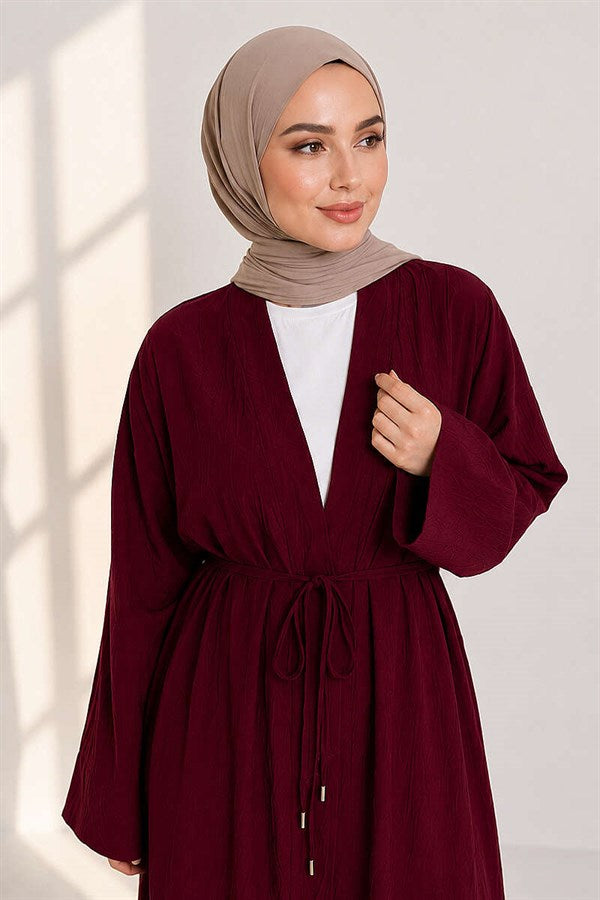 2 Piece Set with Long Cardigan in Burgundy