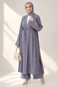 2 Piece Set with Long Cardigan in Grey