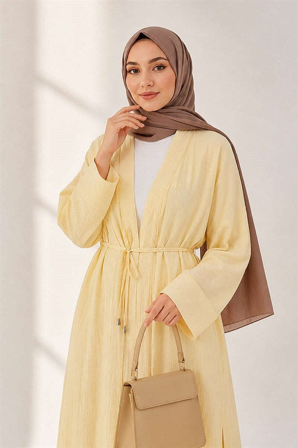 Long Cardigan 2 Piece Set in Yellow