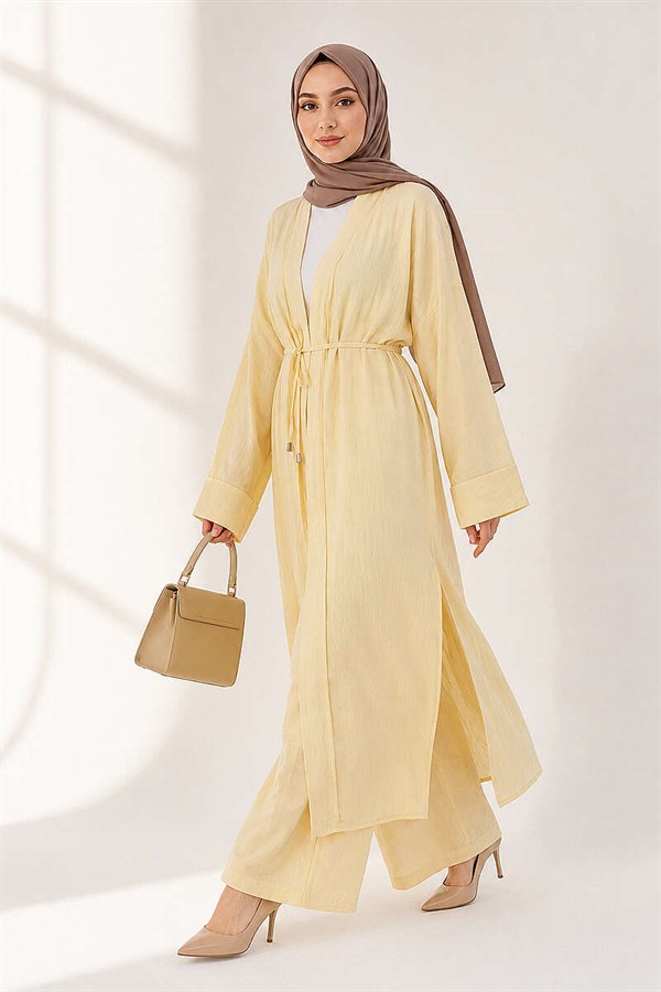 Long Cardigan 2 Piece Set in Yellow