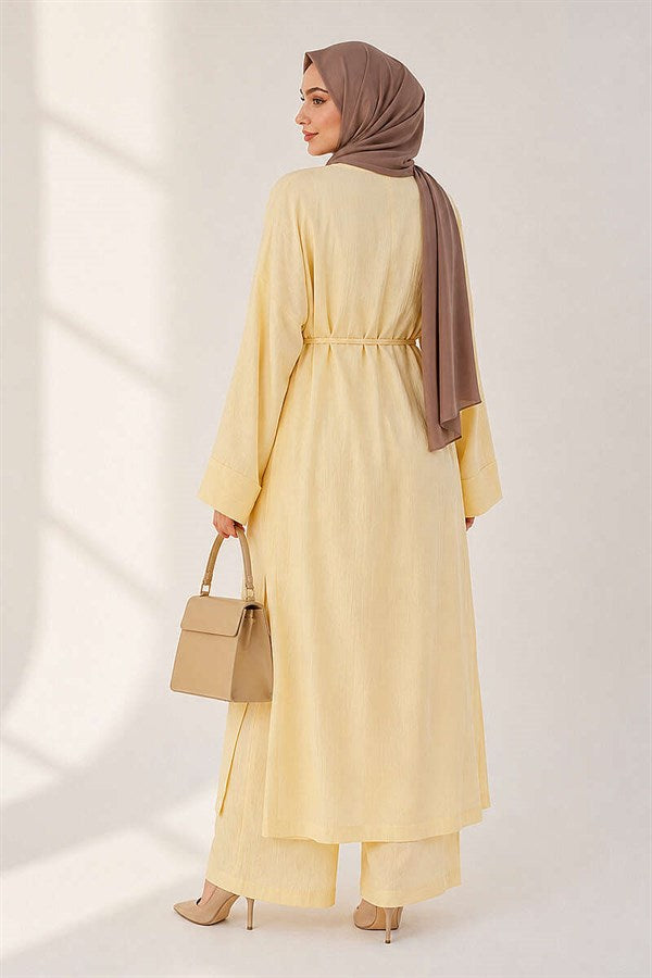 Long Cardigan 2 Piece Set in Yellow