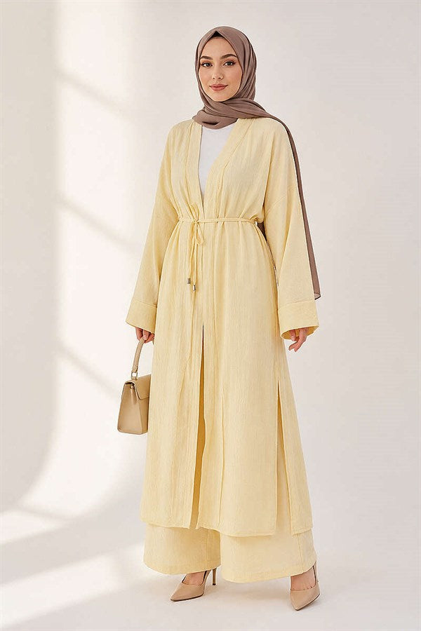 Long Cardigan 2 Piece Set in Yellow