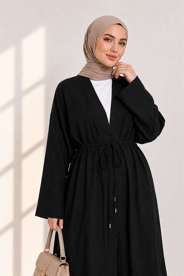 Long Cardigan 2 Piece Set, Black