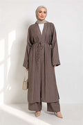 Long Cardigan 2 Piece Set in Mink Color