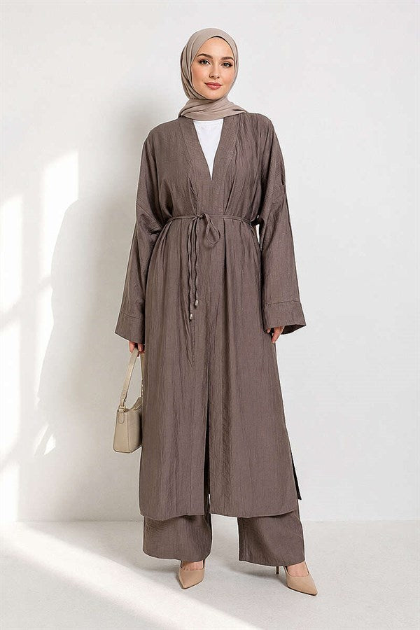 Long Cardigan 2 Piece Set in Mink Color