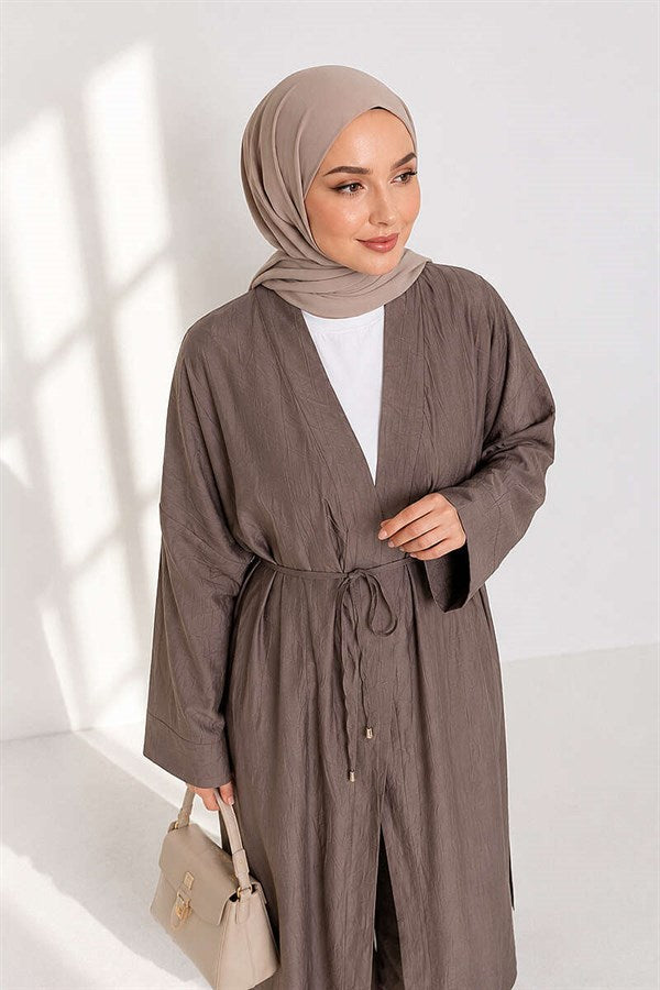 Long Cardigan 2 Piece Set in Mink Color