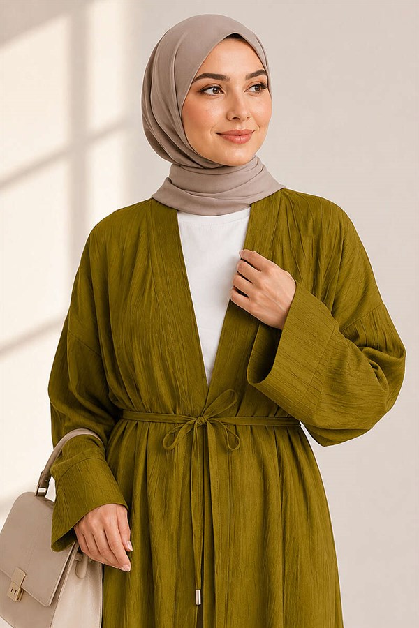 Long Cardigan 2 Piece Set in Olive Green