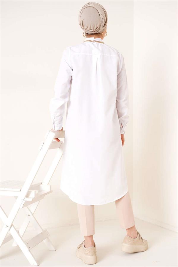 Long Model Classic Collar White Tunic