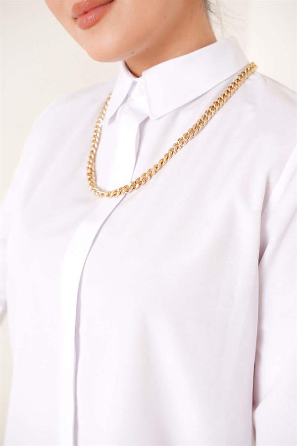Long Model Classic Collar White Tunic