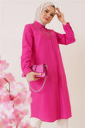 Long Model Classic Collar Fuchsia Tunic