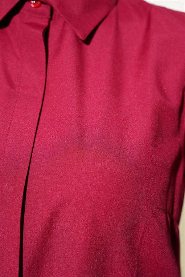 Long Style Classic Collar Tunic in Burgundy