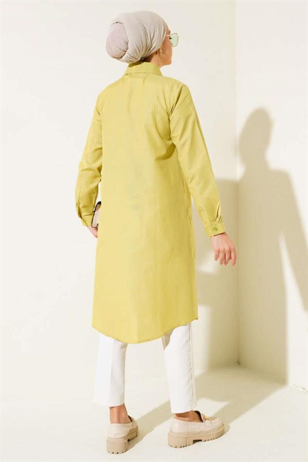 Long Model Classic Collar Tunic Pistachio Green