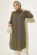 Long Model Classic Collar Tunic Khaki