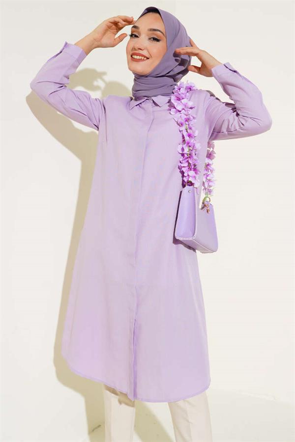 Long Model Classic Collar Tunic Lilac