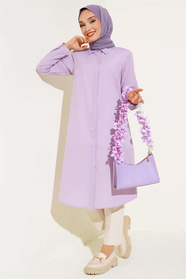 Long Model Classic Collar Tunic Lilac