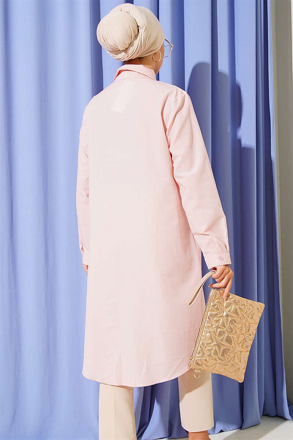 Long Style Classic Collar Tunic Powder Pink