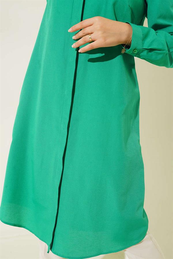 Long Model Classic Collar Emerald Green Tunic