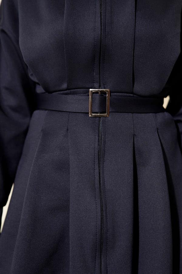 Long Darted Belted 2 Piece Set Navy Blue