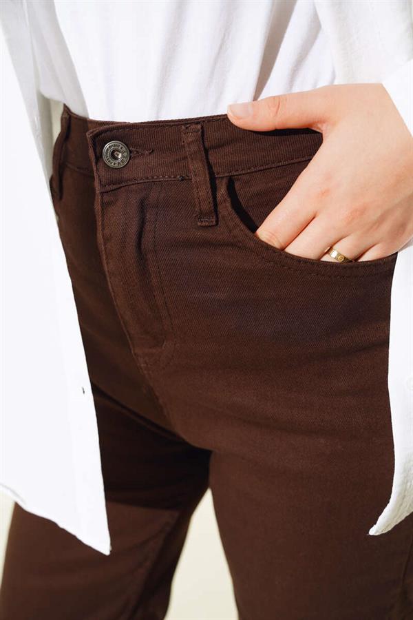 Long Casual Jeans Brown