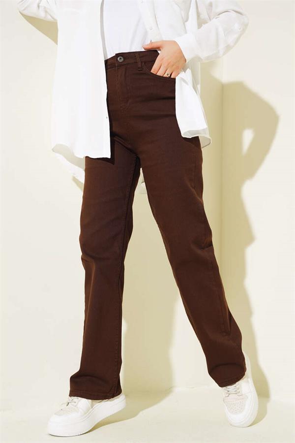 Long Casual Jeans Brown