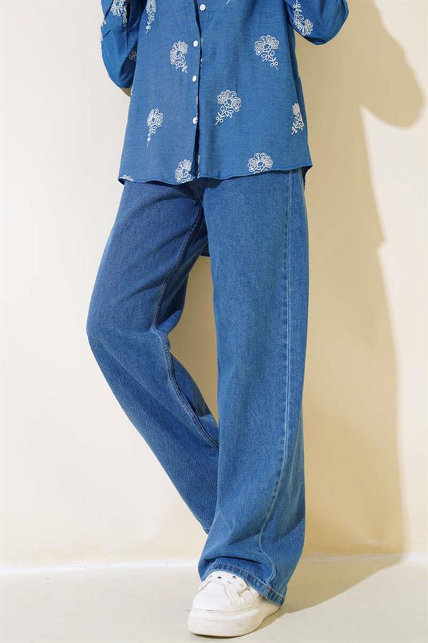 Long Casual Trousers Medium Blue