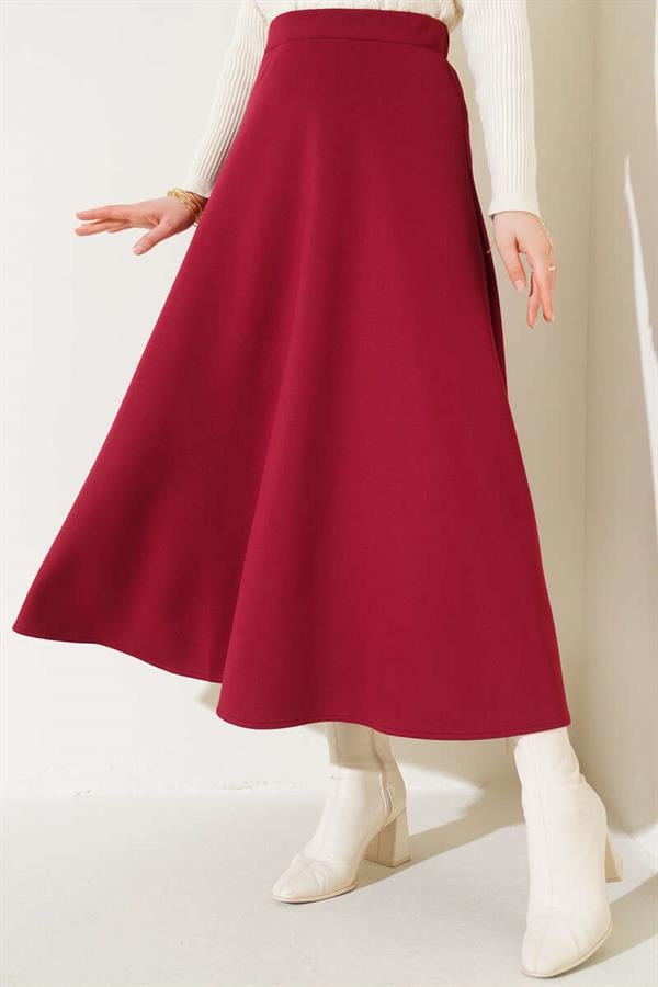 Long Scuba Skirt Claret Red
