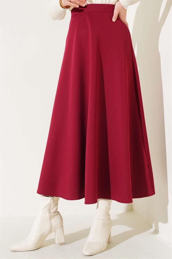 Long Scuba Skirt Claret Red