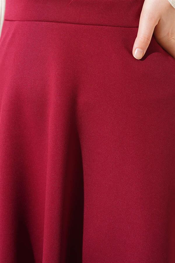Long Scuba Skirt Claret Red