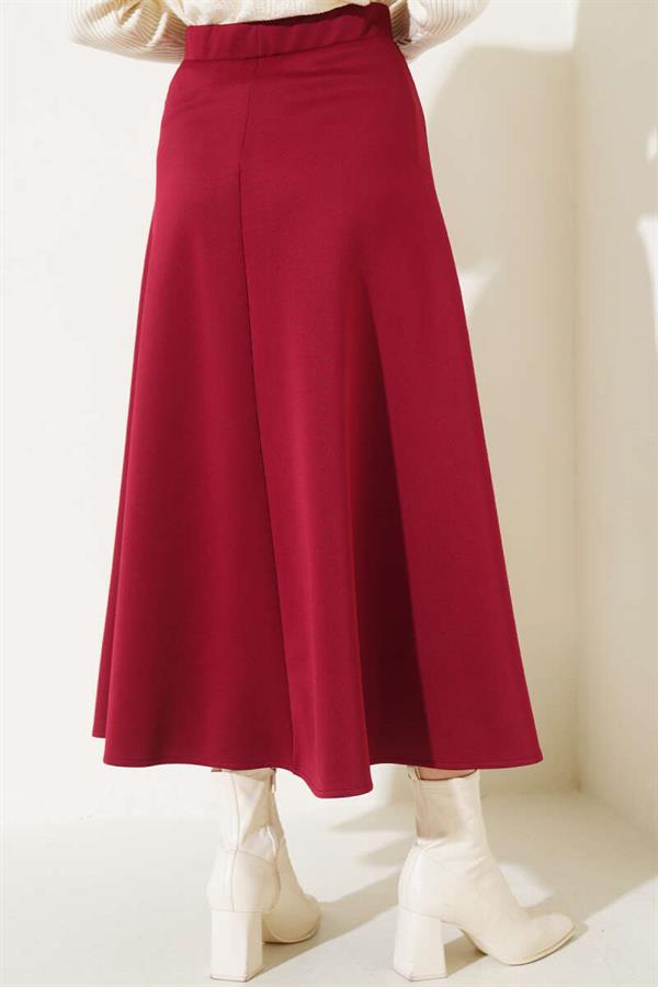 Long Scuba Skirt Claret Red