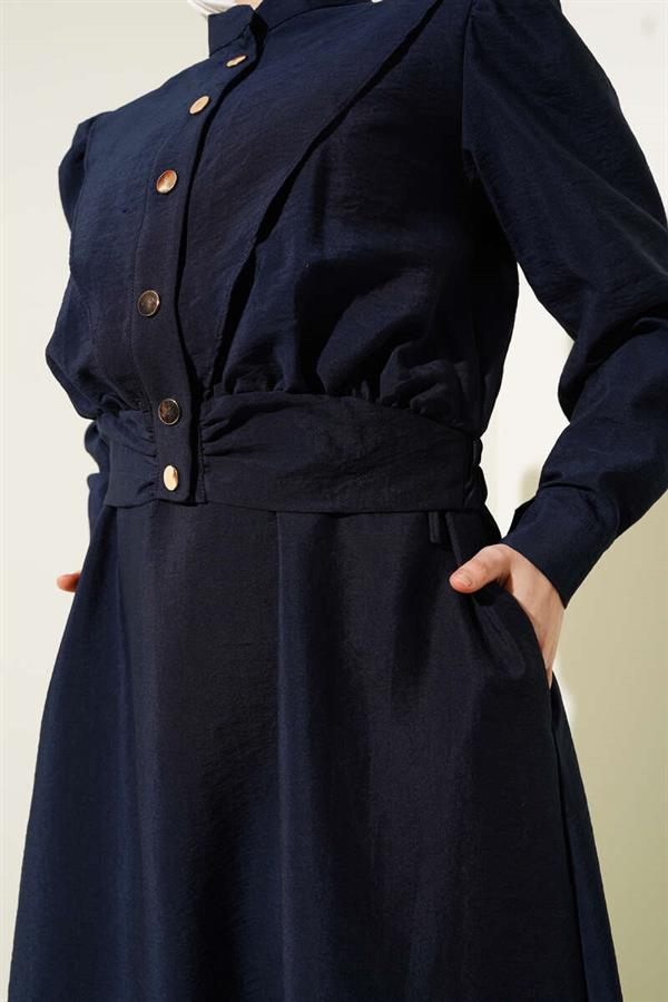 V-Neck Jacketed Vest 2 Piece Set Navy Blue
