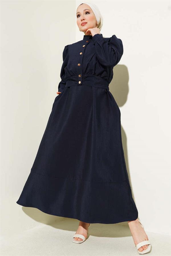 V-Neck Jacketed Vest 2 Piece Set Navy Blue