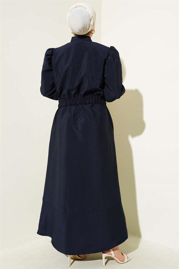 V-Neck Jacketed Vest 2 Piece Set Navy Blue
