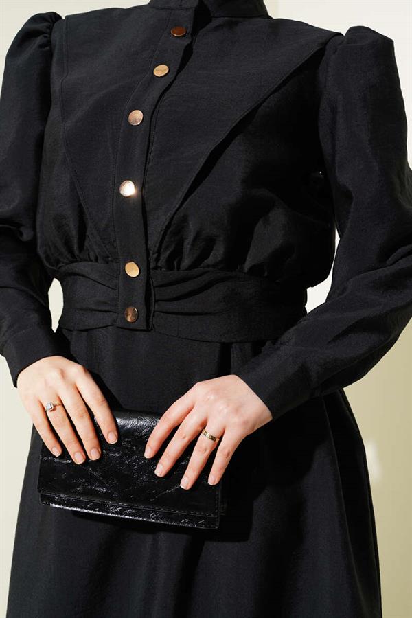 V-Neck Jacketed Vest 2 Piece Set Black