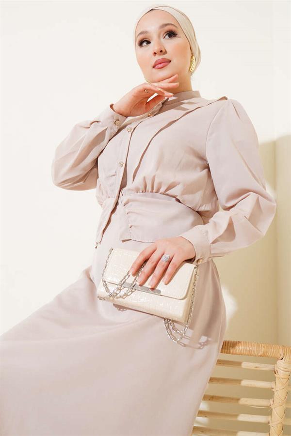 V-Neck Jacket and Vest Suit Beige