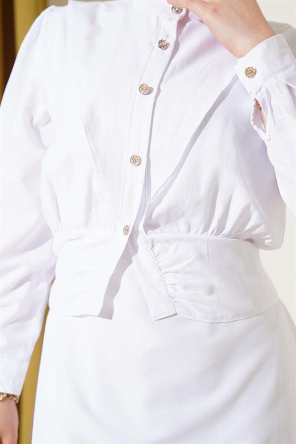 White Vest Suit with V-Neck Jacket