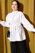 V-Neck Lace Detail Shirt White