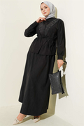 V-Shaped Tencel Skirt 2 Piece Set with Stone Embellishments, Anthracite