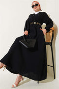 V-Neck Lace-Up Dress Black