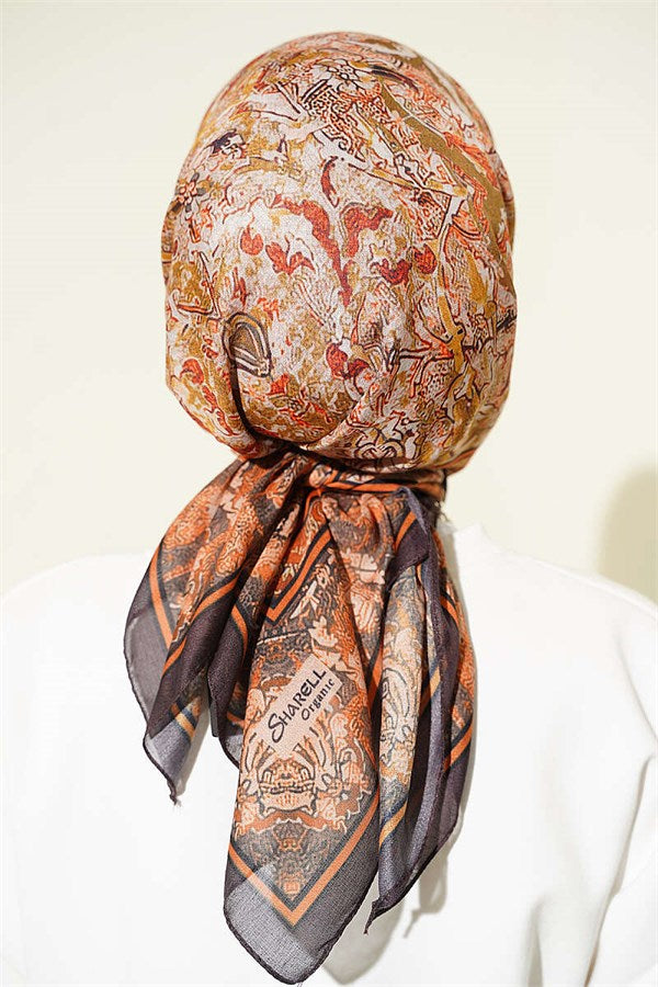Velora Patterned Soft Scarf Dark Brown