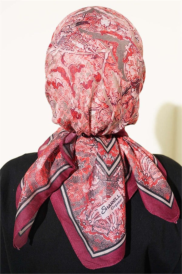 Velora Patterned Soft Scarf Claret Red