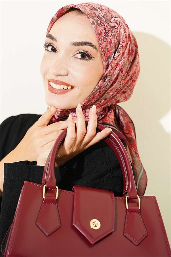 Velora Patterned Soft Scarf Claret Red