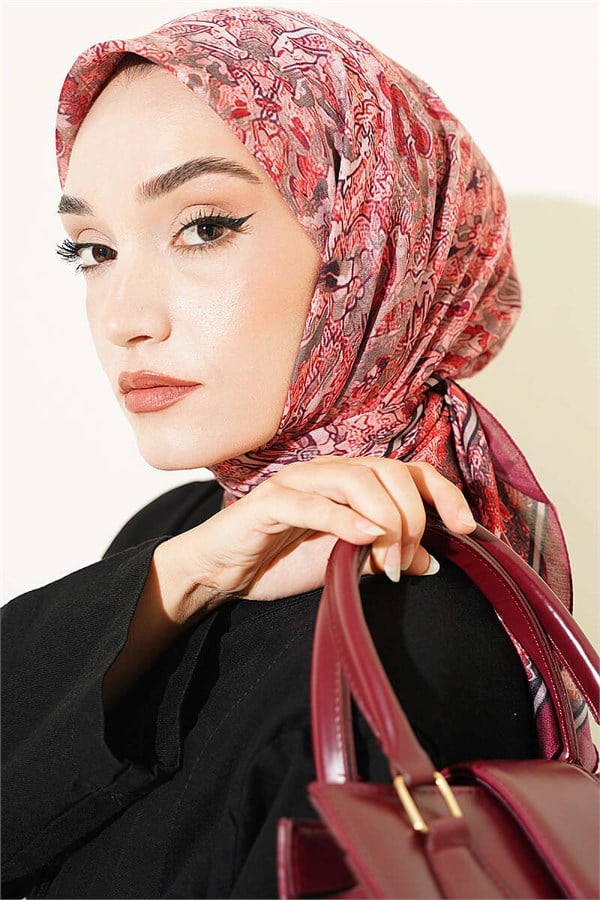 Velora Patterned Soft Scarf Claret Red