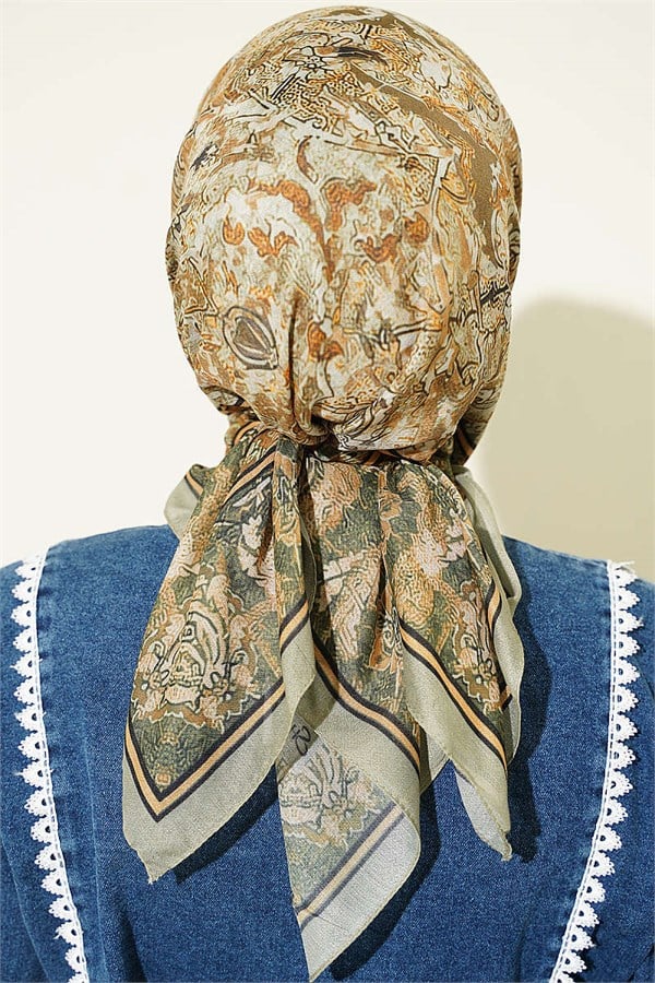 Velora Patterned Soft Scarf, Light Green