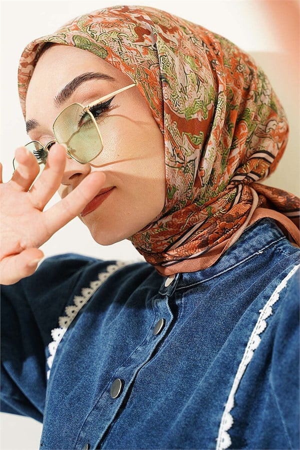 Velora Patterned Soft Scarf Camel