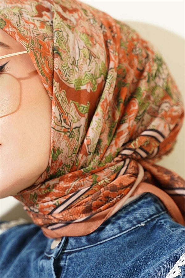 Velora Patterned Soft Scarf Camel